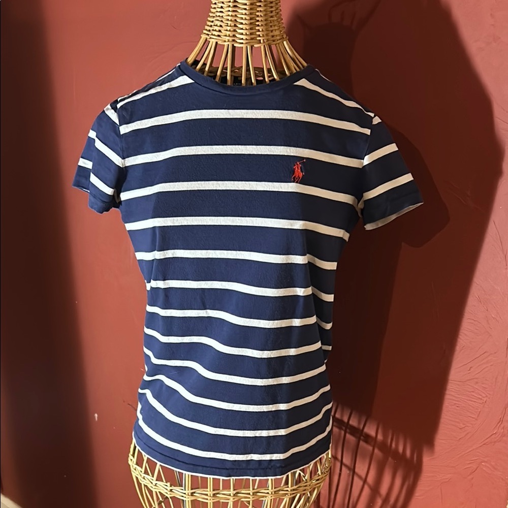 Ralph Lauren Sport cap sleeve Navy Striped T-Shirt ladies XS